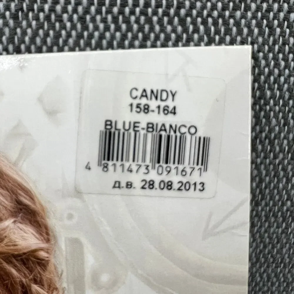 CONTE CANDY Thick Elastic‎ White Polka Dot Tights 50 DEN Girls 10y/o 4'7''-4'9''